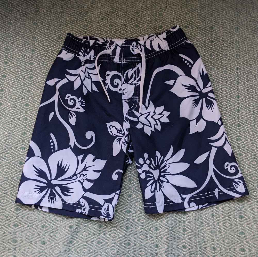Old Navy Hibiscus Swim Trunks in Navy